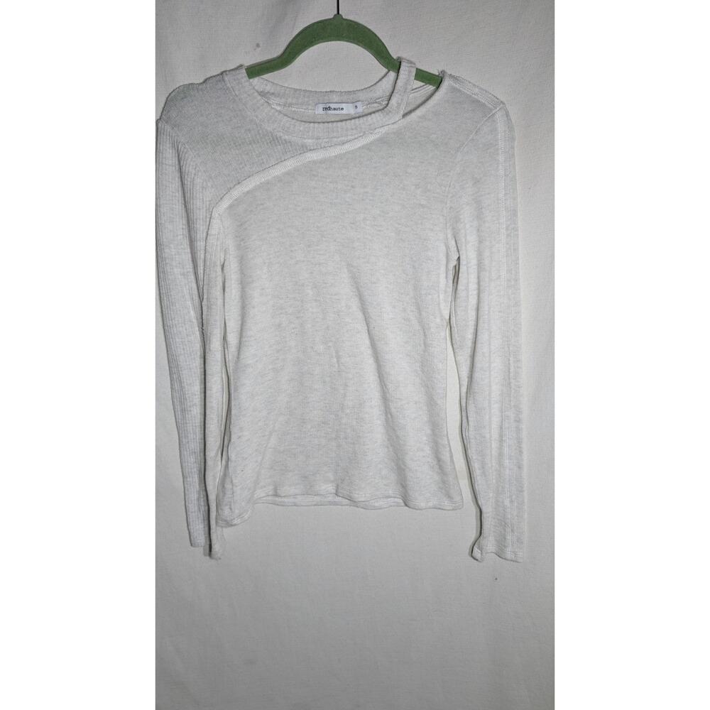 Redhaute womens Asymmetrical Sweater Sz Small fitted Lightweight ribbed sleeve